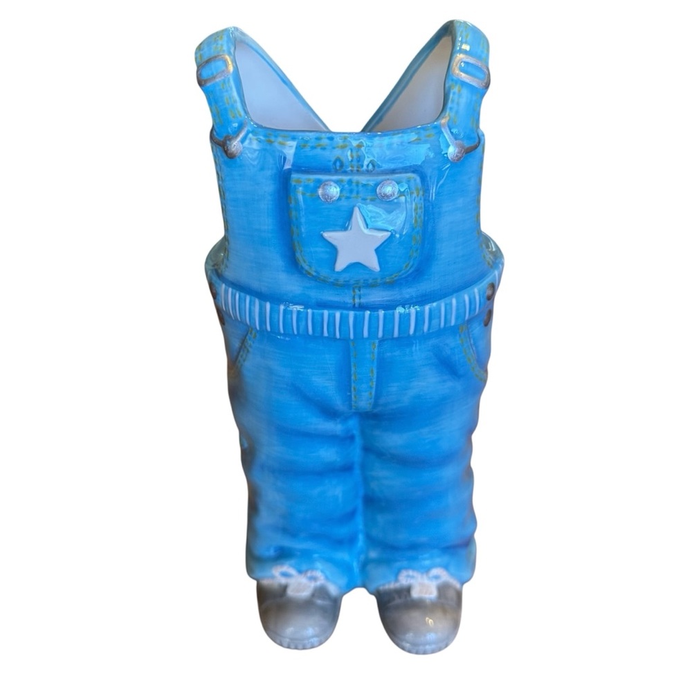 Burton + Burton Ceramic Planter Vase Blue Overalls It’s A Boy